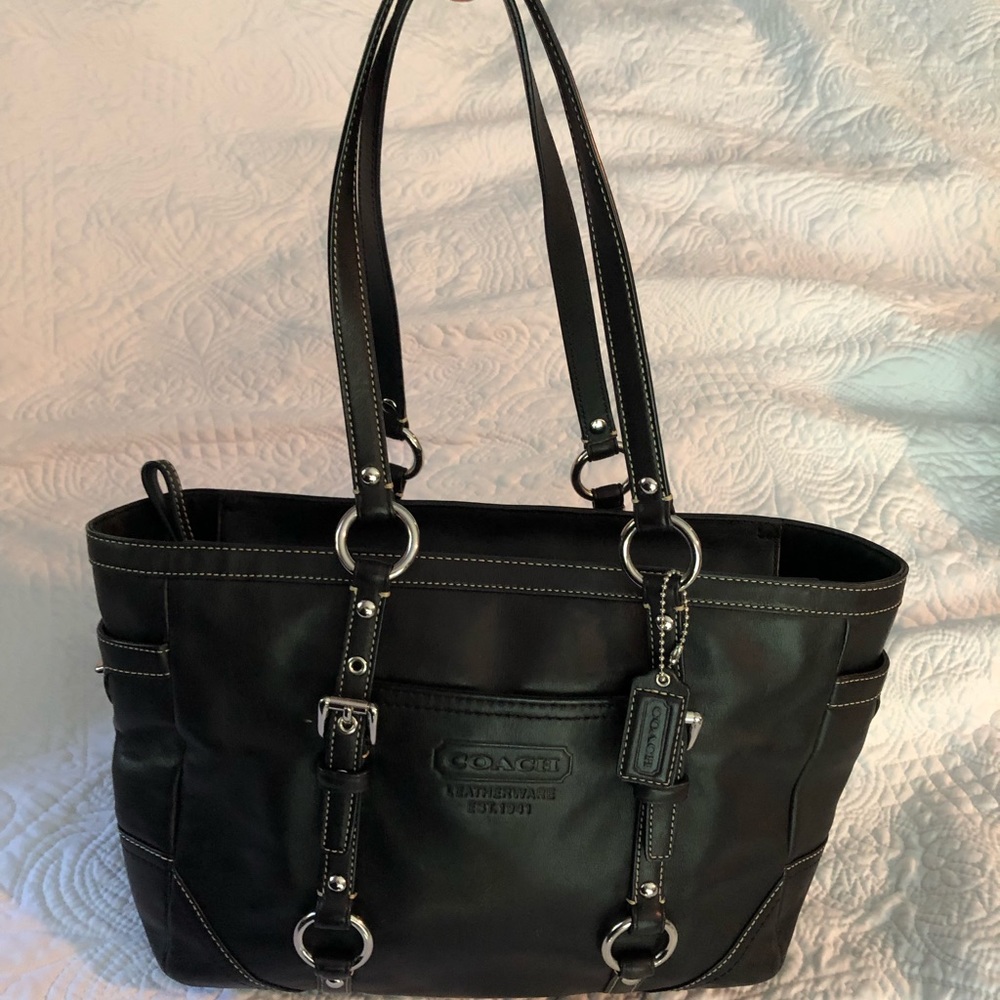 Coach black leather East West bag
